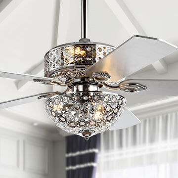 Zara 52" Filigree Metal/Wood LED Ceiling Fan - JONATHAN Y